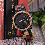 BOBO BIRD Women Wood Watches Colorful Wood WristWatches Week & Date Display Multifunction Handmade Quartz Watch Sport Chronograph Unique Wristwatch BOBO BIRD