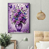 wavaiov 5D Flower Butterfly Diamond Painting Kits for Adult, DIY Floral Diamond Art Kit for Beginners, Round Full Drill Gem Art, Diamond Paintings Pictures Crafts for Home Decor 12x16in wavaiov