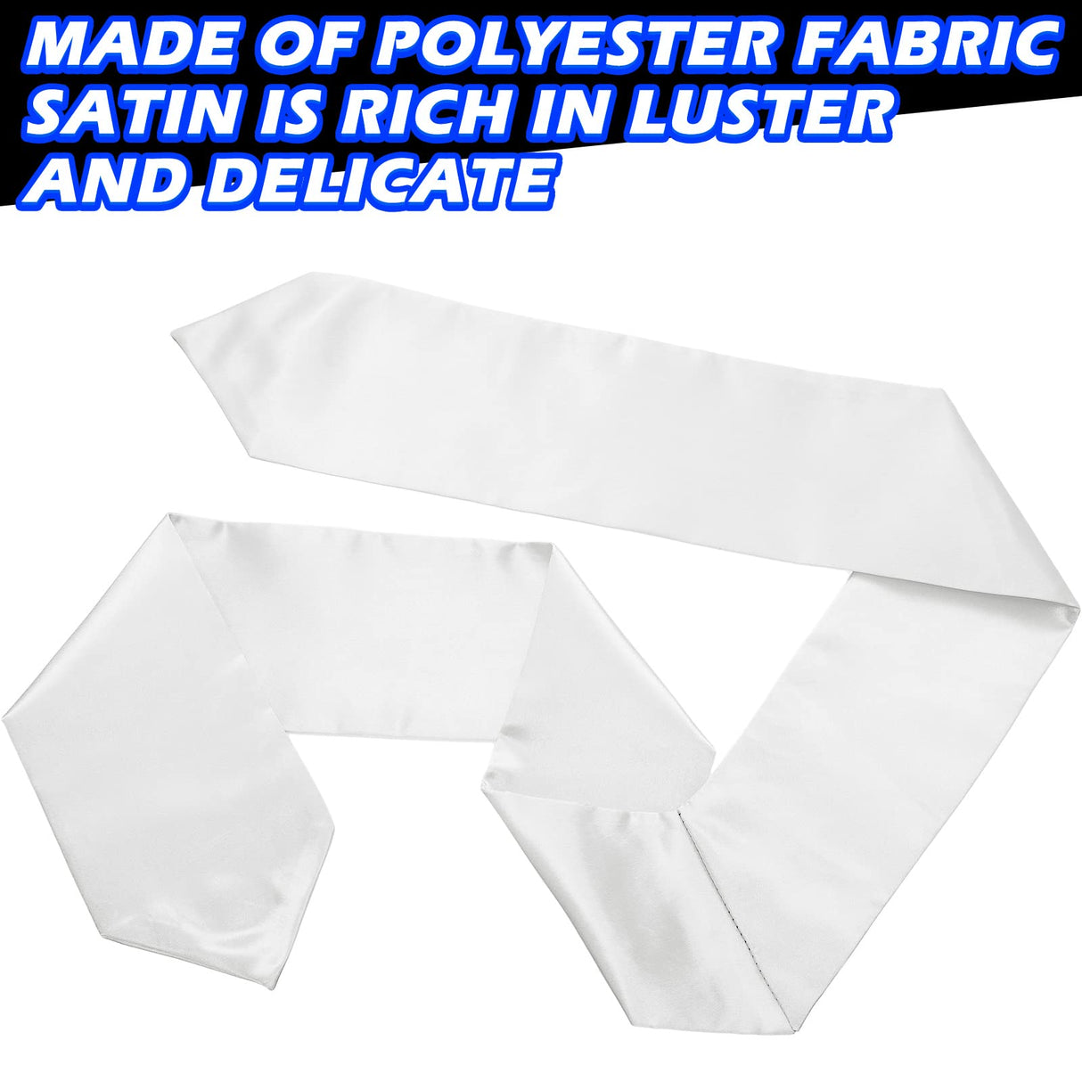 Geyoga 12 Pieces Unisex Graduation Stole Bulk Sublimation Blank Grad Sash Plain Graduate Honor Stole, 70 Inches(White) Geyoga