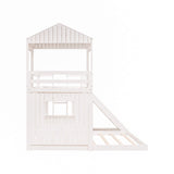 Merax White Twin over Full Bunk Bed with Slide, Safety Guardrails and House Design for Kids Merax