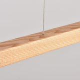 YISDESIGN 47" 36W 1-Light Wooden Led Linear Pendant Light Dimmable Led Chandelier Ceiling Hanging Light Fixtures Modern Chandeliers for Dining Room Kitchen Island Pool Table Lights Natural YISDESIGN