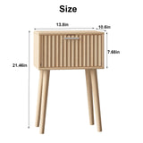 LAATOOREE Nightstands Set of 2, Small Side Table, Bedside Table with Fluted Door, Solid Wood Feet; Modern Mid-Century End Table for Bedroom, Small Space (Natural) LAATOOREE
