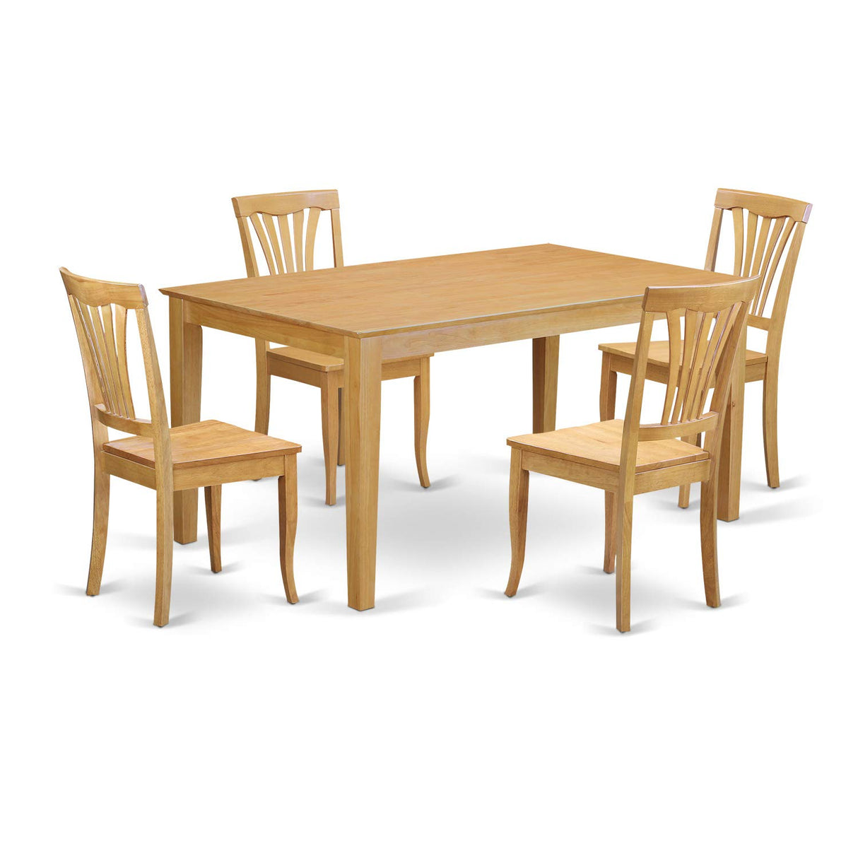 East West Furniture CAAV5-OAK-W Capri 5 Piece Kitchen Set for 4 Includes a Rectangle Dining Room Table and 4 Solid Wood Seat Chairs, 36x60 Inch East West Furniture