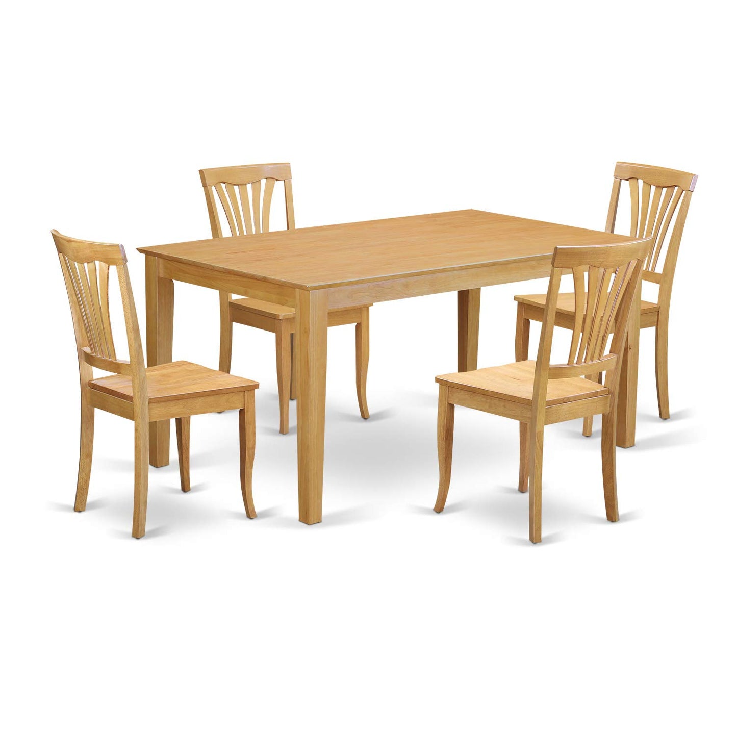 East West Furniture CAAV5-OAK-W Capri 5 Piece Kitchen Set for 4 Includes a Rectangle Dining Room Table and 4 Solid Wood Seat Chairs, 36x60 Inch - WoodArtSupply