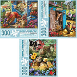 Bits and Pieces – Value Set of Three Large 300 Piece Jigsaw Puzzles for Adults – Jigsaw Puzzles Designed by Artist Larry Jones, Completed Puzzle Size: 18" x 24" Bits and Pieces