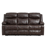 PALLOME Manual Reclining Sofa - 3 Seat Recliner Sofa with Heat & Massage Function, Wall-Hugger Reclining Sofa for Living Room (Brown) PALLOME