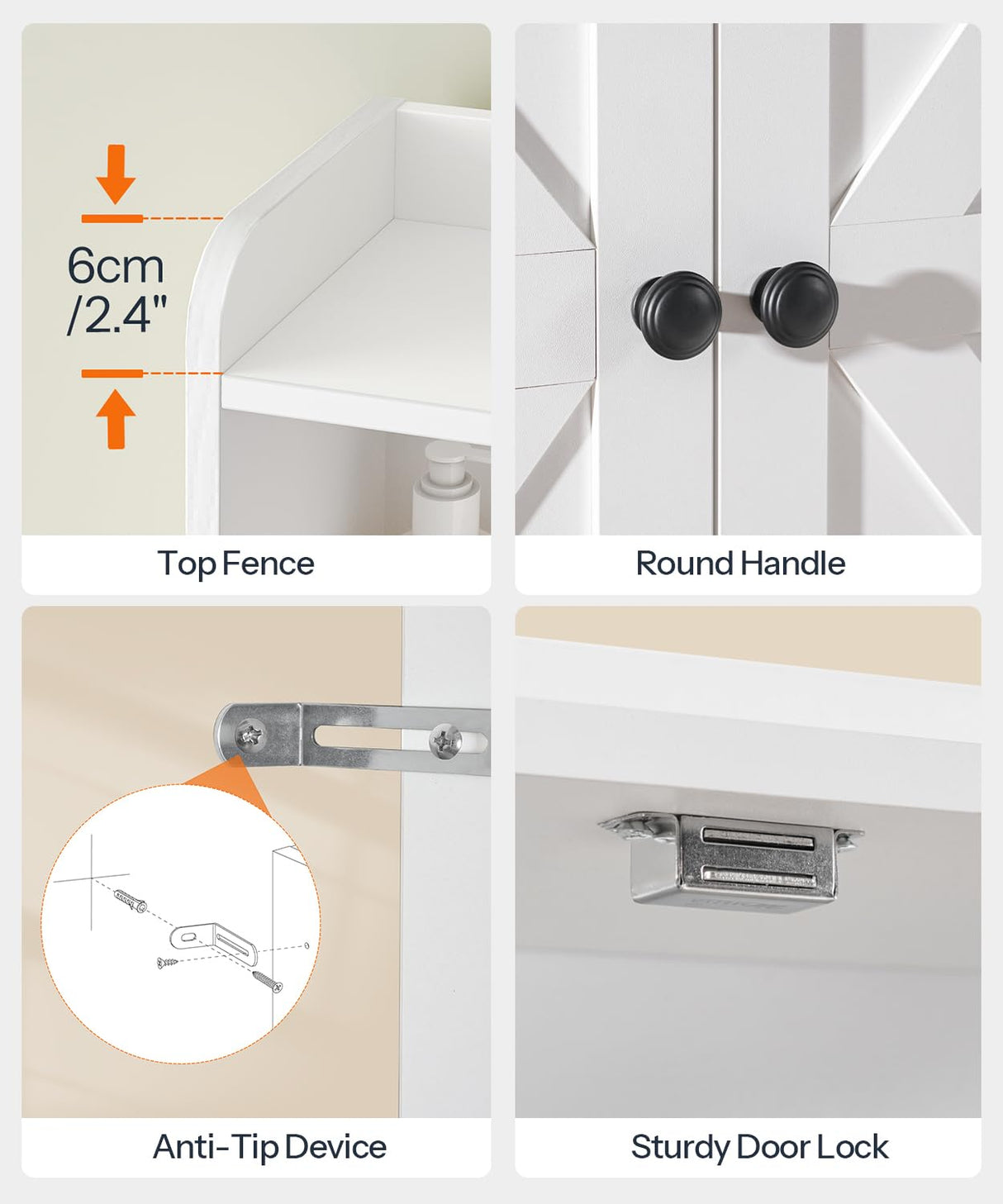 HOOBRO Over The Toilet Storage Cabinet, Farmhouse Over Toilet Bathroom Organizer with Doors and Adjustable Shelves, 31.5" W x 7.5" Dx 66.7" H, Space-Saving for Bathroom, Laundry, White WT80TS01N1 HOOBRO