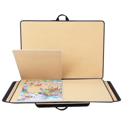 YISHAN Portable Jigsaw Puzzle Table Board, Premium Puzzle Case for Storage, Puzzle Mat, Puzzle Keeper Caddy Saver with Sorting Trays, Non-Slip Surface, Large - WoodArtSupply