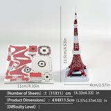 Tokyo Tower 3D Metal Model Kit, DIY Assembly Puzzle, Japanese Landmark Building Replica, Red and White