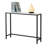loglus Console Table for Entryway, Faux Marble MDF Sofa Table with Golden Frame (Single Layer, Black Frame) loglus