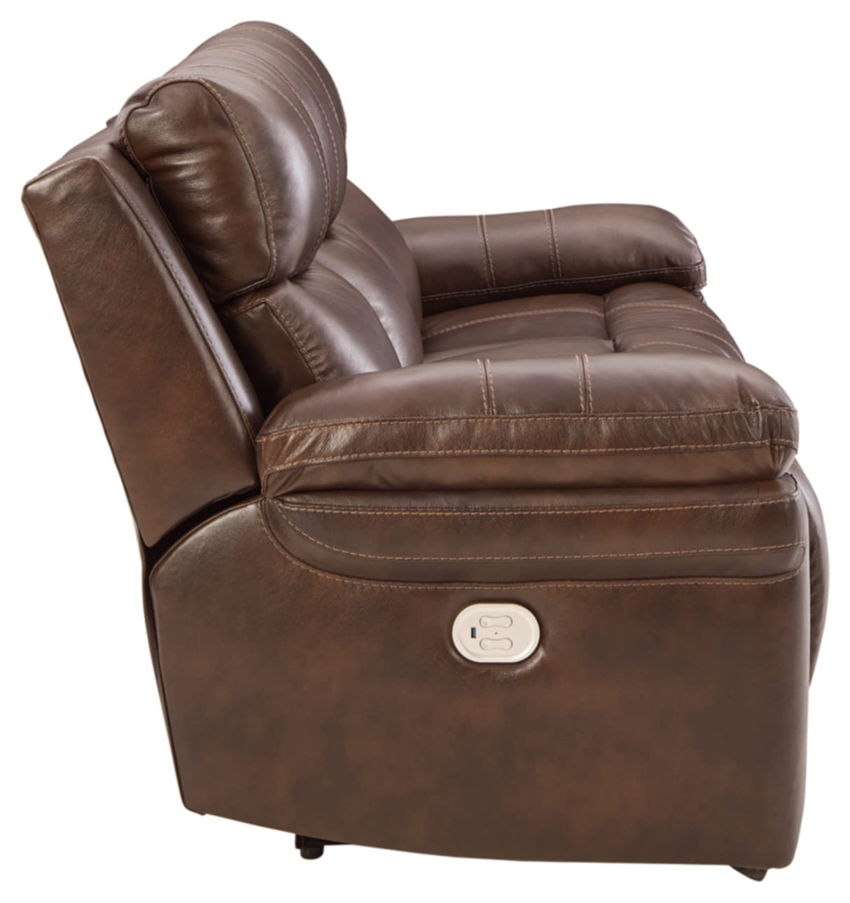 Signature Design by Ashley Edmar Leather Power Reclining Sofa with Adjustable Headrest, Brown Signature Design by Ashley