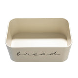 Bloomingville Metal Bin with Bamboo Lid, Cream Bread Box, 11.75" L x 5.25" W x 7" H Bloomingville