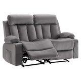VEVOR Loveseat Recliner Sofa, Power Reclining Couch with Heating and Massage, Soft Velvet Electric Recliner Sofa with USB Ports, Cup Holders and Side Bags, Dual Loveseat Chair for Living Room, Grey VEVOR