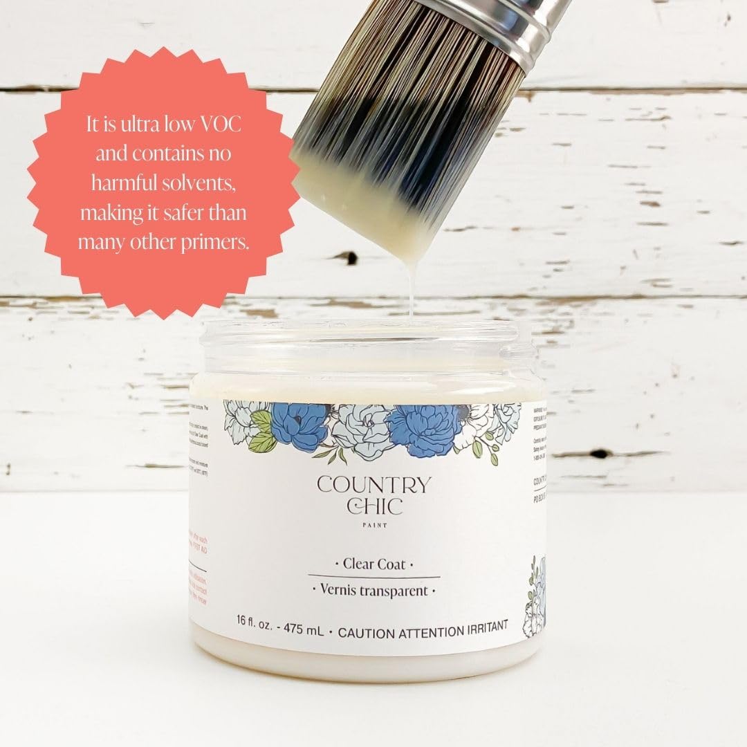 Clear Coat Quart (32oz) - Eco-Friendly Clear Satin Sheen Top Coat for Chalk Style Wood Furniture Paint, Non-Yellowing Waterproof Finish, Easy Application Country Chic Paint