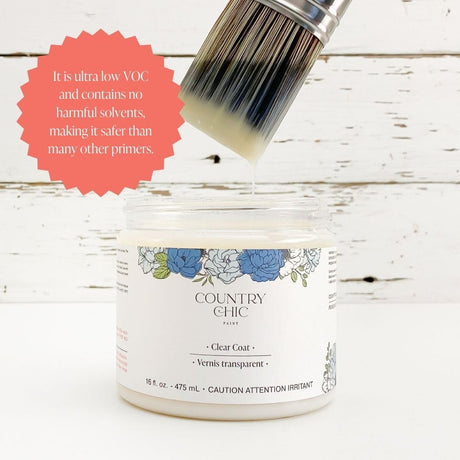Clear Coat Quart (32oz) - Eco-Friendly Clear Satin Sheen Top Coat for Chalk Style Wood Furniture Paint, Non-Yellowing Waterproof Finish, Easy Application Country Chic Paint