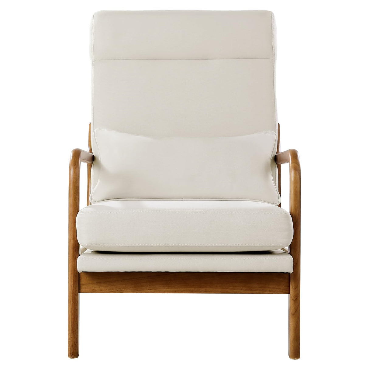 VEVOR Accent Chair, High Back Mid Century Modern Armchair with Solid Wood Frame and Non-Slip Legs, Upholstered Leisure Chair with Linen Fabric and 5.3 in Thickened Cushion, for Living Room, Bedroom VEVOR