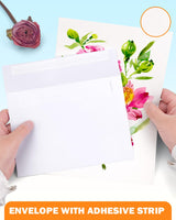 Watercolor Cards and Envelopes Set - 50 Folded 5x7 Inch Blank Heavyweight Paper Cards (140lb/300gsm) with Matching Envelopes for DIY Greeting Cards, Festivals, and Events Lazydrop