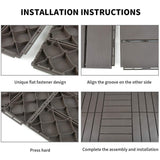 Domi Patio Deck Tiles, 12 x 12 inches Composite Interlocking Shed Floor, Four Slat Plastic Kennel Deck, 27 Pieces One Pack, Dark Grey domi outdoor living