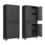 ZAOUS Metal Storage Cabinet, Heavy Duty Garage Cabinet on Wheels, 72'' Tall Storage Cabinets Tool Cabinet with Doors and Shelves for Home Office Utility Room, Black ZAOUS