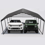 20x20 FT Metal Carport Canopy Heavy Duty with Galvanized Steel Roof & Frame, All-Weather Portable Car Garage Shelter for Cars, Safe Boat Cover Car Ports for Yard Poborin