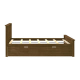 Max & Lily Full Bed, Wood Bed Frame with Headboard for Kids with Trundle, Slatted, Walnut Max & Lily