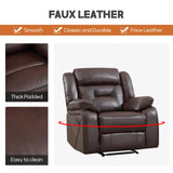EBELLO Manual Recliner Sofa Set, Faux Leather Reclining Living Room Furniture Set, Included Recliner Chair and 3 Seat Manual Sofa, Dark Brown EBELLO
