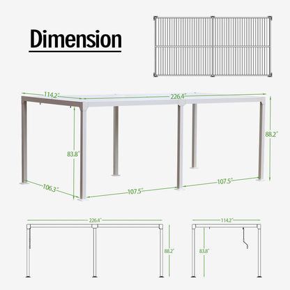 Aoodor Patio 20 x 10 FT Louvered Aluminum Pergola, Outdoor Gazebo with Adustable Hardtop, for Lawn and Garden - White