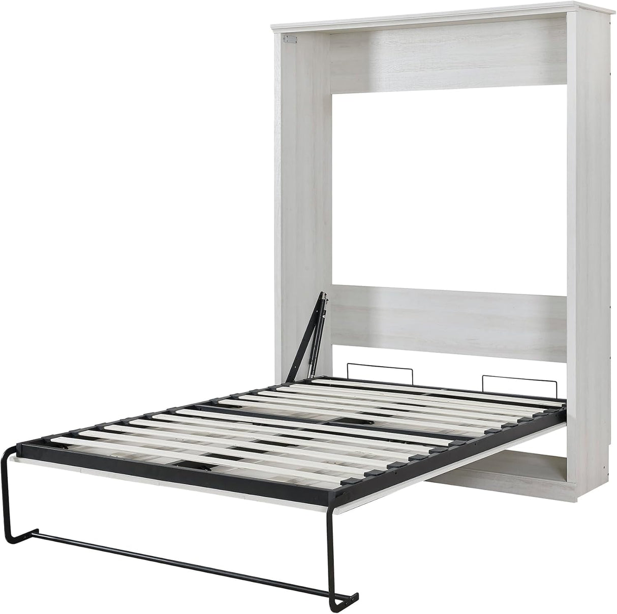 MERITLINE Queen Size Murphy Bed with USB Port,Wood Folding White Murphy Wall Bed Cabinet MERITLINE
