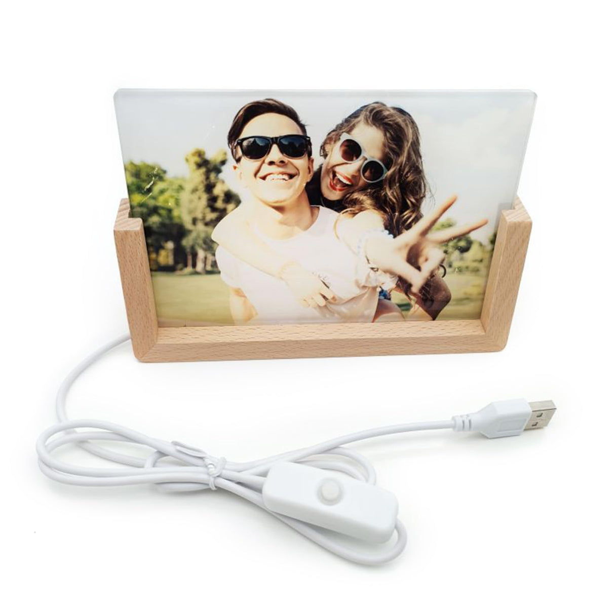 HUANGGG Acrylic LED Lighted Sublimation Photo Frame with Wood Stand Heat Transfer Picture Frame Home Decoration HUANGGG
