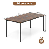 Giantex 6 FT Conference Table for 8-10 People, Modern 71" L x 35.5" W Large Meeting Table with Metal Frames, Rectangle Conference Room Table with Cable Grommet for Office, Boardroom, Rustic Brown Giantex