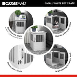 ClosetMaid Pet Crate End Table Furniture for Small Dogs or Cats Under 12 lbs, White Wood Finish ClosetMaid
