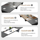 Anzhap 10FT Conference Table for 10 People – 118"L*51"W*29"H Large Rectangle Meeting Seminar Table with Cable Management, Thickened Desktop, Trapezoidal leg for Office Conference Room(White + Grey) Anzhap