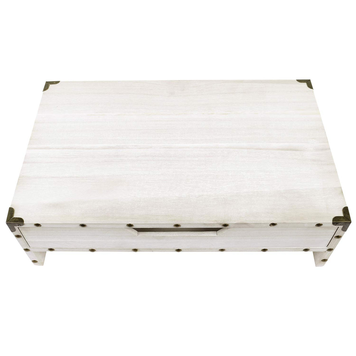 Ikee Design Wooden 2 Tier Monitor Stand with Drawer,Wood Desktop Stands for Laptop ,TV, Computer Riser,Wooden Clutter-Free Desk Stand with Storage Organizer,16 1/2 W x 10 1/4 D x 5 1/8 H in, White Ikee Design