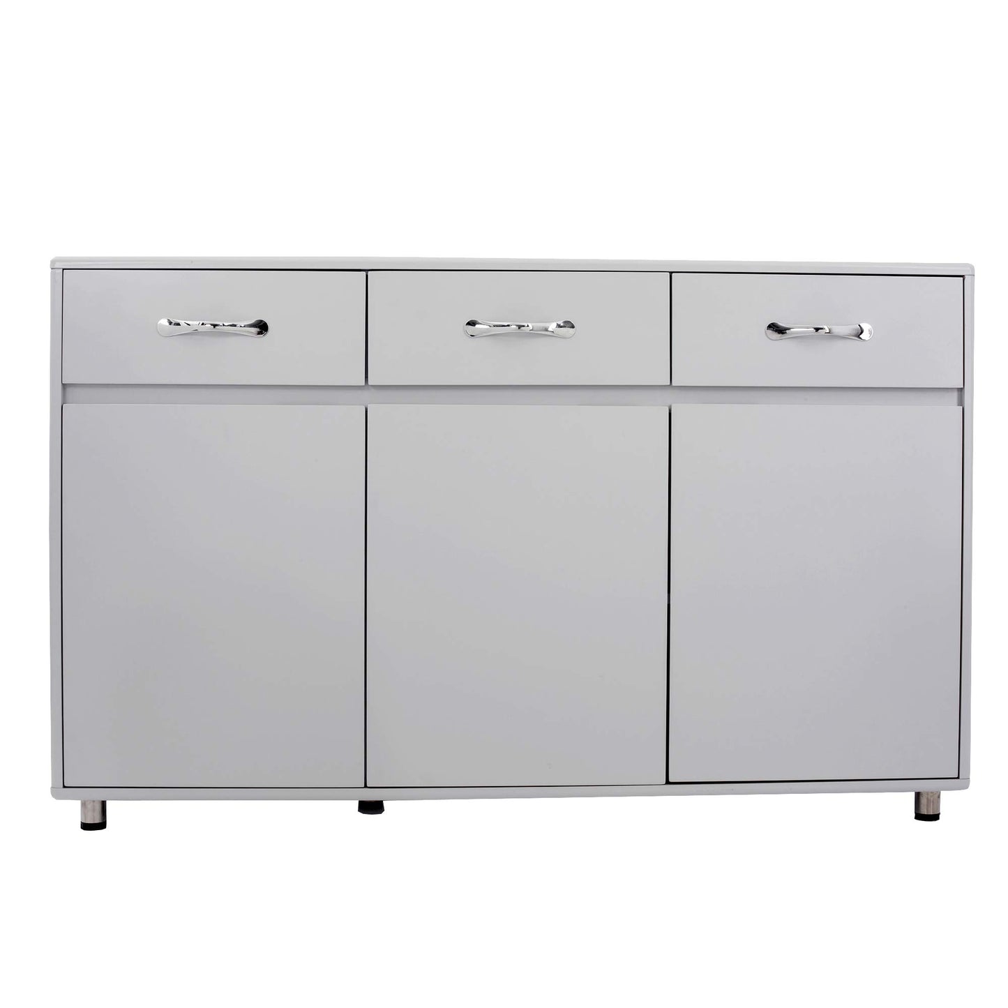 GLCHQ Storage Drawer File Cabinet Side Cabinet Entryway Console Side Tables with Three Drawers and Three Doors for Office or Kitchen Room (Three Doors, Grey) - WoodArtSupply