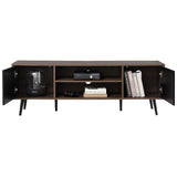 WAMPAT Mid Century Modern TV Stand for TVs up to 65 inches, Wood TV Console Media Cabinet with Storage, Entertainment Center for Living Room Bedroom, Black, 60 inch WAMPAT