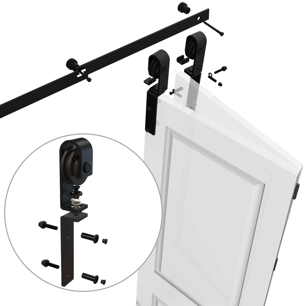CCJH 5FT/60'' Bi-Folding Barn Door Hardware Sliding Track kit Heavy Duty for 4 Doors(No Wood Door，Hardwware Only) CCJH