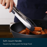 KITCHENDAO Tongs for Cooking with Silicone Tips 12 Inch, One-handed for Convenience, Soft-touch Handle, Silicone Tipped Stainless Steel Kitchen Food Grill BBQ Tongs for Non-stick Cookware Air Fryer KITCHENDAO