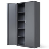 Athena Collection 72" Metal Storage Cabinet, 6 Tier Storage Cabinet with Hanging Rod and Removable Shelves, Lockable Tall Cabinet Tool Storage Unit Cabinet for Office Bedroom Garage, Gray Athena Collection