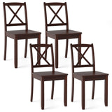 Giantex Wood Dining Chairs Set of 4, Armless Kitchen Chairs w/Rubber Wood Legs & Curved Backrest, Farmhouse Cross Back Diner Chairs, Wooden Side Chairs for Home Dining Room, Load 400 LBS, Brown Giantex