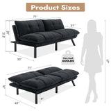 Edbuosy Comfortable Futon Sofa Bed, Memory Foam Loveseat, Convertible Adjustable Sofa Bed CouchSuitable for Office, Home, and Bedroom (Black) Edbuosy