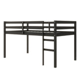 PVWIIK Loft Bed/Twin Size with Under The Bed Storage and Ladder for Kids/Boy/Girl Bedroom,Wooden Bedframe with Slats Support & Easy to Assemble,No Box Spring Needed,Black PVWIIK