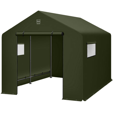 Best Choice Products 10x8ft Outdoor Storage Shed, Carport, Canopy Shelter, Dual Doors & Windows, Metal Frame, Weather-Resistant, Perfect for Storing Motorcycle, Bike, Garden Tools – Forest Green Best Choice Products