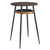 VASAGLE EKHO Collection - Bar Table with Storage, Round High Pub Table, Synthetic Leather with Stitching, Mid-Century Modern, Kitchen Home Bar, Living Room, Easy Assembly, Ash Brown and Caramel Brown VASAGLE