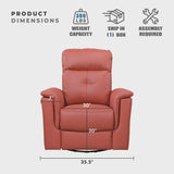 Lexicon Swivel Glider Recliner Chair, Comfy Nursery Glider, Top Grain Leather Match Recliner, Manual Reclining Chair for Living Room/Office/Apartment, Red Lexicon