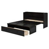 Merax Murphy Bed Cabinet Full Size with Storage Drawers, Chest Cube Bed for Guest Room, Built-in Sockets & USB Ports, for Home Office or Small Bedroom, Espresso Merax