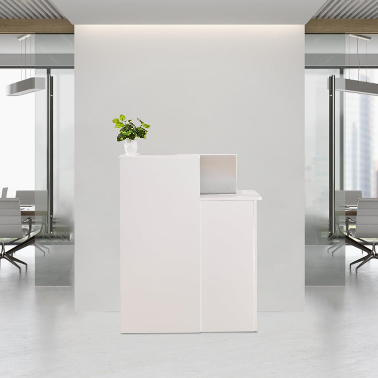 LayBurst Reception Desk with Two Lockable Drawers,Retail Counter with Cable Management Holes,Small Front Desk for Salon Lobby Office Home LayBurst