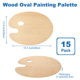 LOYORTY 15 Pack Wood Painting Palette, Oil Wooden Paint Palette, Oval-Shaped Artist Painting Palette with Thumb Hole, Art Pallet for Painting (12 x 16 Inches) LOYORTY