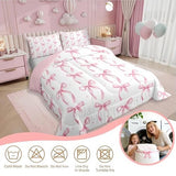 Erosebridal Cute Pink Bow Twin Bedding Set for Girls,Ribbon Bow Knot Comforter Set for Kids Kawaii Room Decor,Princess Bowknot Bed Set Girly Pink Bows Bedding Comforter Sets,1 Pillowcase Erosebridal