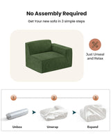 Amada 111" L Shaped Sofa Modular, Corduroy Clopud Couches with Deep Seats &High-Back, Upholstered Couches for Living Room Bedroom with Ottoman, No Assembly Required(2-Seater&1 Ottoman,Green) AMADA HOMEFURNISHING