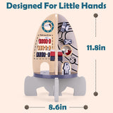 Wdmiya Space Wooden Activity Cube Toys for Baby, Montessori Toys for 1 Year Old Boy & Girl Birthday Gifts, Sensory and Educational 1st Birthday Gifts, Busy Board Toys for Baby Boy 6-18 Months (Rocket) Wdmiya